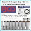 Вложки дълги шестограм, бели Pro torque®, к-т 9бр, 10-24mm, захват 1/2", BGS, 2223