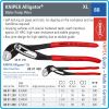 Клещи раздвижни Alligator, ключ 2in1, 250-400mm, 3 р-а, захвати от 0-46-95mm, CrV, Knipex, 880125-40.